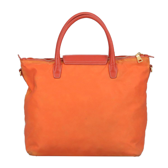 PRADA Hand Bag Nylon Leather 2way Orange Auth 99127 - Picture 3 of 16